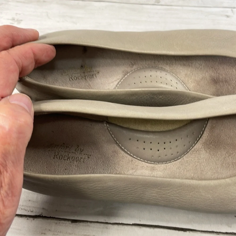 Rockport Taupe Leather Lexington Flats